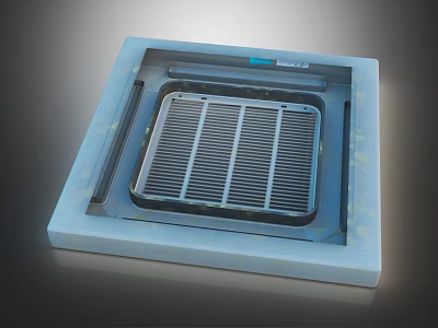 Quiet Air Conditioner Fan With Square Grille Design For Home Cooling Efficiency 3d model