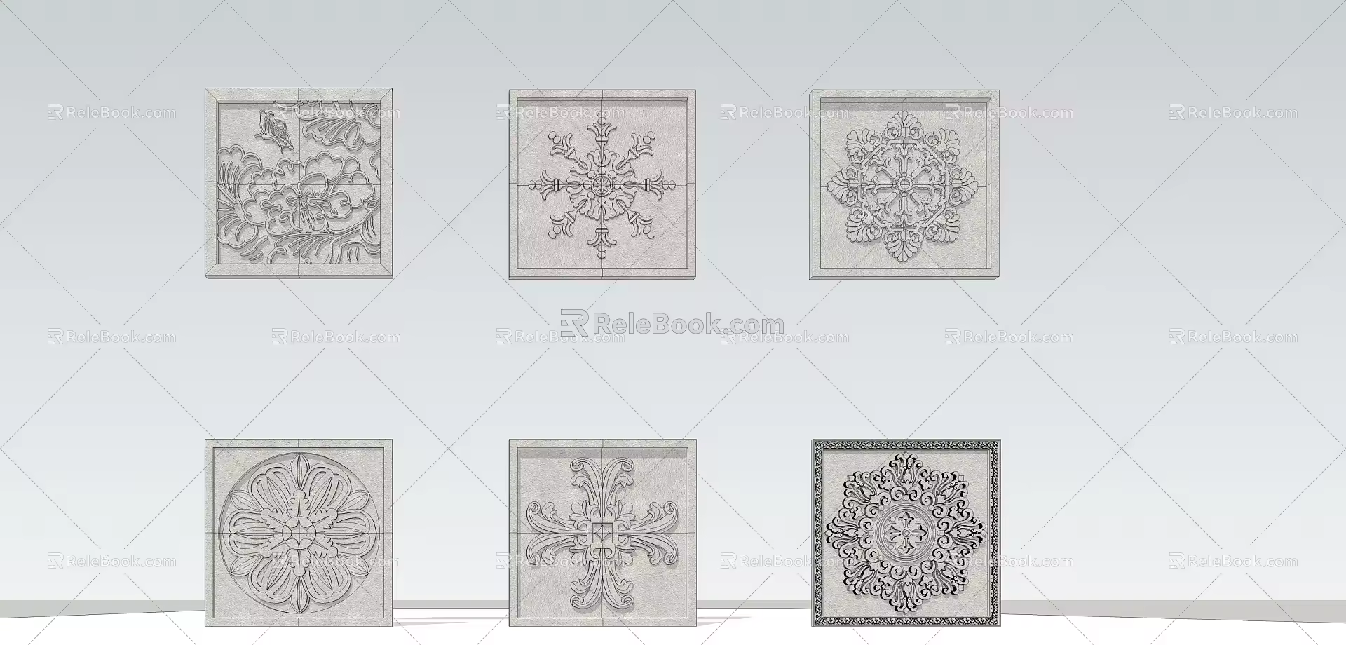 European-style carved components 3d model