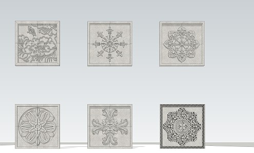 European-style carved components 3d model