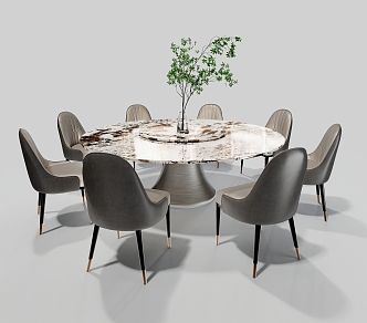 poliform Dining Table and Chair 3d model