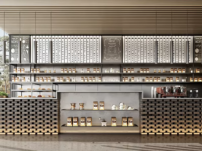 Modern Sales Office Interior With Display Shelves Counter And Warm Ambient Lighting 3d model