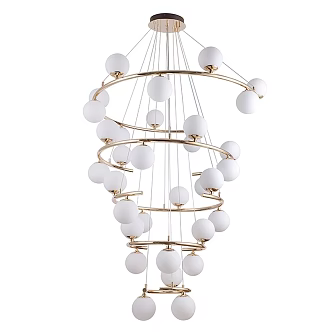 Duplex Chandelier Simple Hollow Creative High-rise Leaping Stairs Light Luxury Villa Living Room Hall Lamps 3d model