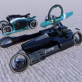 Futuristic C COM Motorcycles With Black And Teal Streamlined Body Unique Wheels Modern Design