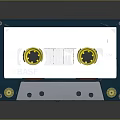 BASF Blue Cassette Tape Electronic Audio Storage Device With Yellow Reels And Orange Slots