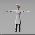 Professional Chef Wearing White Uniform And Toque Standing With Arms Outstretched Full Body Pose