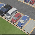 Organized Outdoor Parking Lot With Multiple Parked Cars In Marked Spaces
