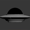 Floating Futuristic Metallic UFO Object With Black Dome And Silver Base