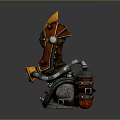 Steampunk Style Helmet With Orange Flame Decoration Metal Pipes And Red Details