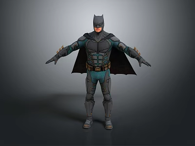 Batman Character 3D Model in Armored Costume With Cape and Detailed Design 3d model
