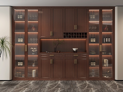 New Chinese style glass wine cabinet model