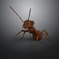 Brown Origami Ant Model With Long Antennae Large Eyes And Six Legs On Dark Background