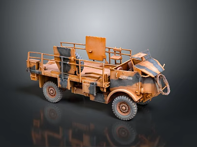 Camouflage Coated Functional Vehicle Equipped With Metal Frame And Gear 3d model