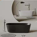 Modern Black And White Bathtubs With Faucet And Bath Mat In Bathroom Design