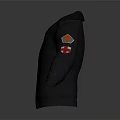 Black Hooded Jacket With Front Pockets And Sleeve Logo Design 3d model