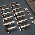 New Chinese style door handle hardware door handle combination 3d model