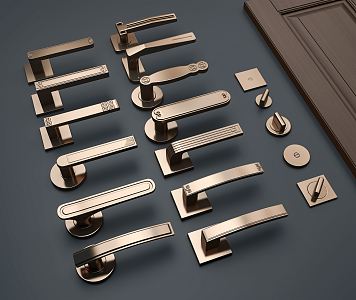 New Chinese style door handle hardware door handle combination 3d model