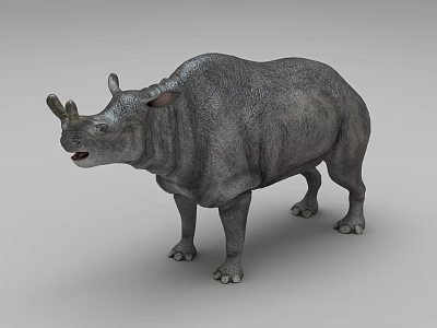 Gray Reptile Model With Horned Head And Textured Body Standing 3d model