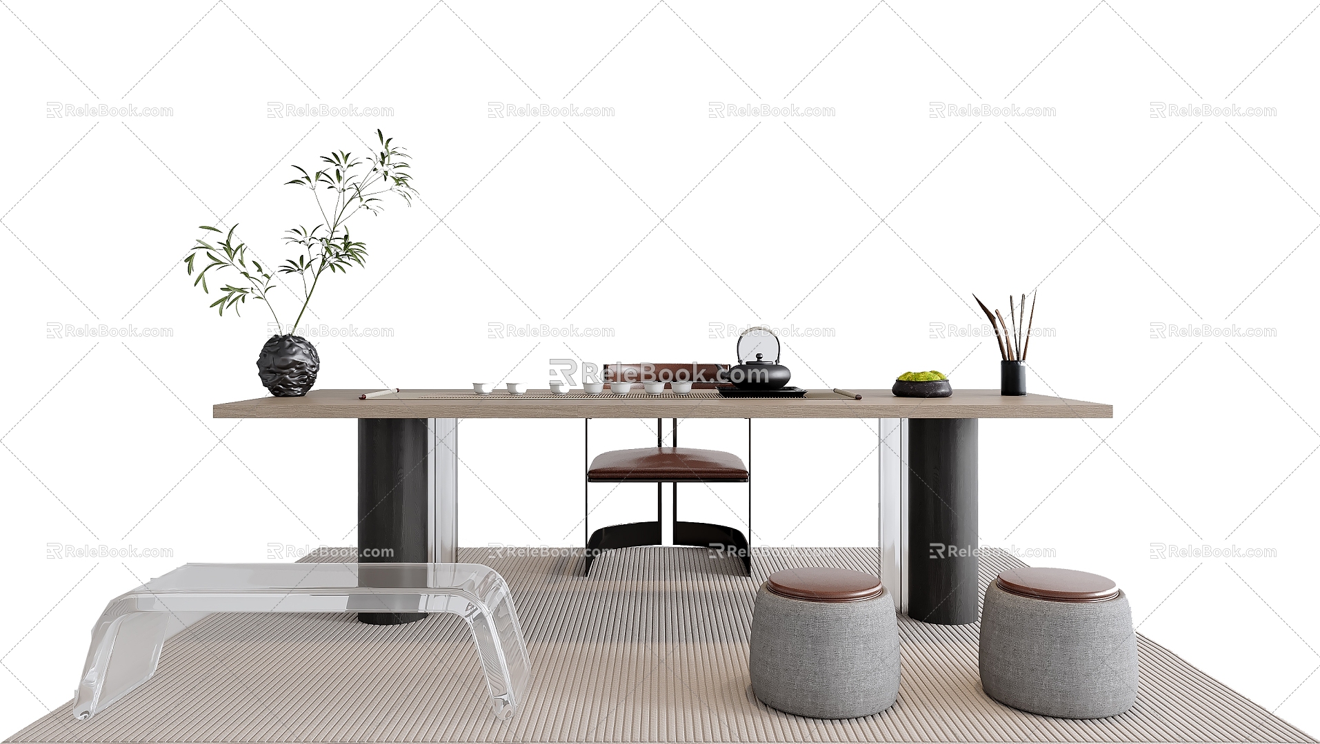 Modern Home Tea Table and Chair 3d model