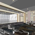 Modern Luxurious Hotel Public Lounge Area With Sofa Armchairs And Decorative Ceiling