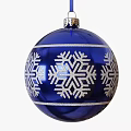 Blue Christmas Decorative Ornament Set With Silver Snowflake Patterns And Stripes