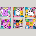 Cute Rabbit Pattern Decorative Pillows with Colorful Prints and Fun Designs