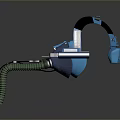 Futuristic Mechanical Weapon With Blue Black Design And Flexible Hose Component Structure 3d model