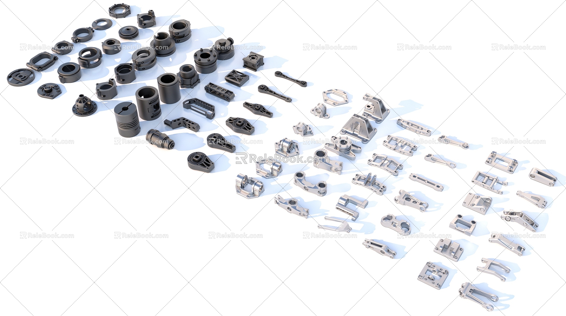 Hard surface mechanical parts combination of mechanical parts 3d model