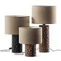 Modern Table Lamps With Beige Fabric Shades And Textured Black Brown Bases For Home Decor