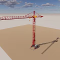 Red Tower Crane With Long Boom Industrial Equipment For Construction Site Work