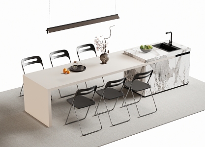 Modern Western Kitchen Bar Nakajima Dining Table and Chair Dining Island Table 3d model