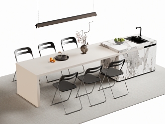 Modern Western Kitchen Bar Nakajima Dining Table and Chair Dining Island Table 3d model