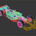 Formula 1 Race Car With Black Red Patterned Body And Shell Logo Design 3d model