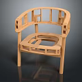 Wooden Leisure Chair With Modern Openwork Frame Design And Natural Wood Finish