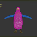 Standing Penguin With Yellow Neck And Black And White Body Outstretched Wings Gray Background