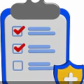 Decorative Ornament Set With Clipboard Checklist Items And Shield Cross Design