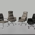 Comfortable Modern Leather Office Chairs With Various Styles And Rolling Wheels 3d model