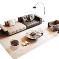 Modern Italian Sofa Coffee Table Combination Italian Light Luxury Sofa Combination Leather Sofa Multi-Person Sofa Italian Coffee Table Stone Coffee Table Leisure Chair Low Stool Floor Lamp 3d model