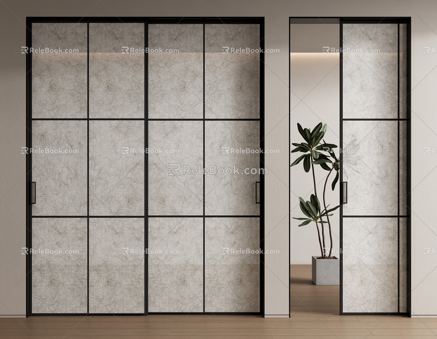 Modern DuPont paper sliding door DuPont paper sliding door 3d model