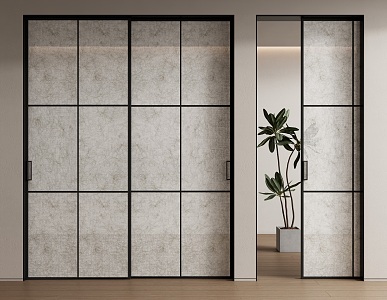 Modern DuPont paper sliding door DuPont paper sliding door 3d model