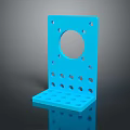 Blue Perforated Plastic Stand With Central Circular Hole And Multiple Small Holes