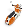 Classic Vespa Scooter With Orange White Body And Black Seat