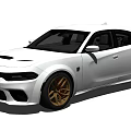 White Sporty Sedan With Golden Rims And Aggressive Exterior Design
