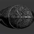 Medieval Weapon Helmet With Intricate Metallic Carvings And Decorative Ornate Patterns