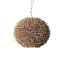 Natural Spherical Woven Straw Pendant Lights in Brown for Rustic Home Decor