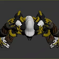 Game Movie Robot Character With Mechanical Body Structure White Brown Armor And Yellow Cables