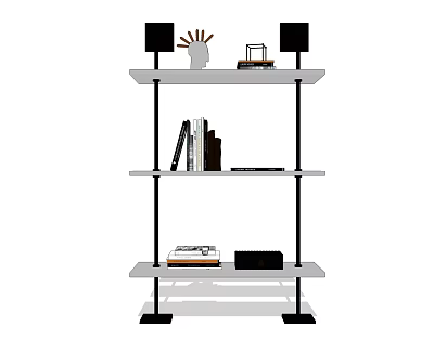 Modern Hanging Wall Cabinets With Open Shelves Books And Decorative Items 3d model