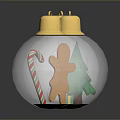 Transparent Christmas Ornaments With Golden Tops And Snowman Tree Gingerbread Man Scenes
