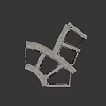 Silver Metal Frame Structure with Curved Bars Cross Beams and Connecting Parts