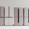 Multiple Modern Refrigerators with Different Colors Displayed Side by Side in a Row 3d model