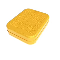 Golden Square Tin Box with Engraved Text and Decorative Patterns